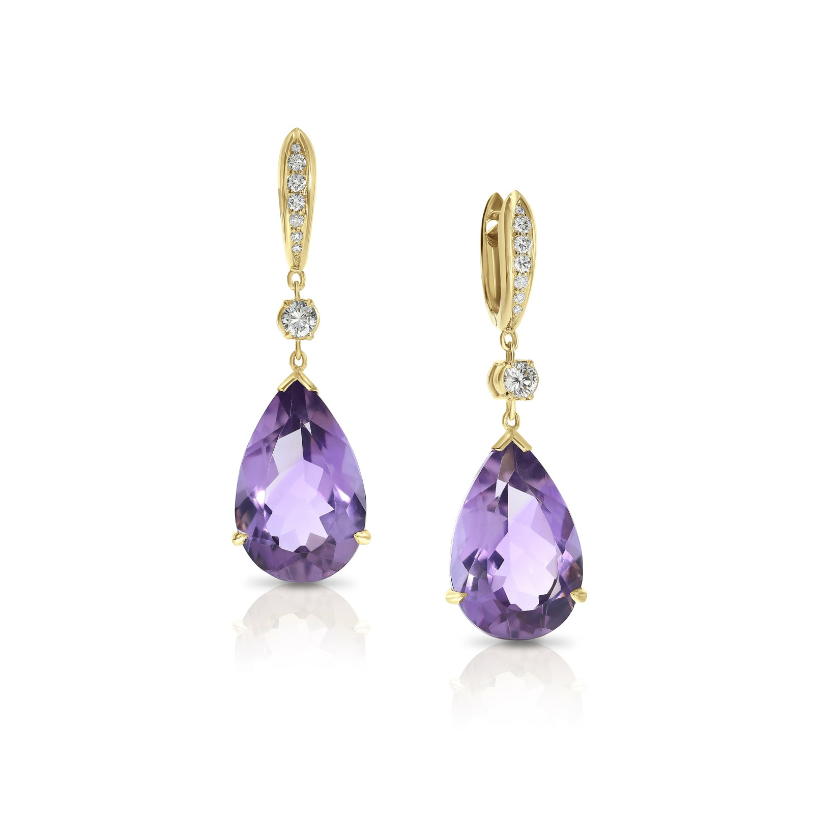 Amethyst and Diamond Drop Earrings