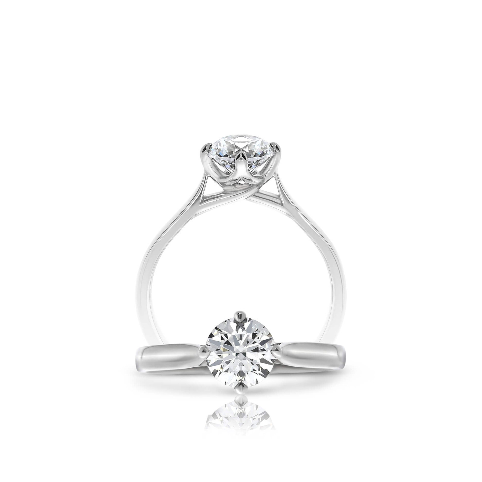 Four Claw Compass Set Diamond Solitaire Engagement Ring