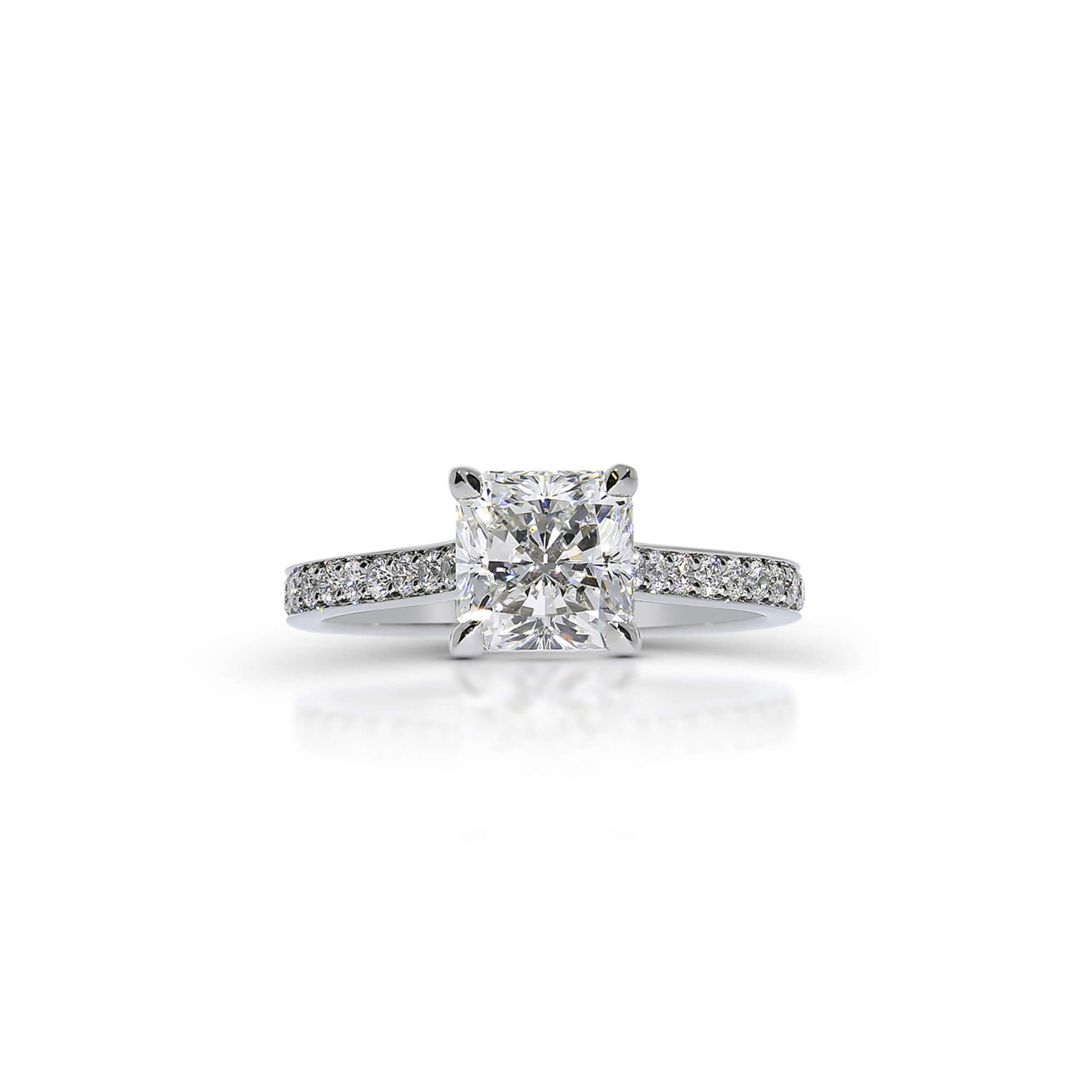 Radiant Cut Diamond Engagement Ring with Pavé Set Diamond Band