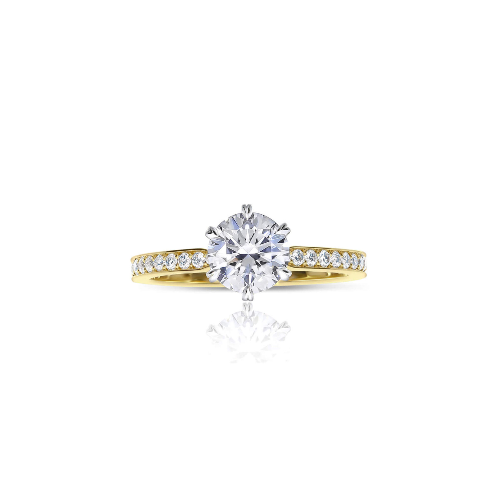 Round Diamond Engagement Ring with Pavé Set Diamond Band