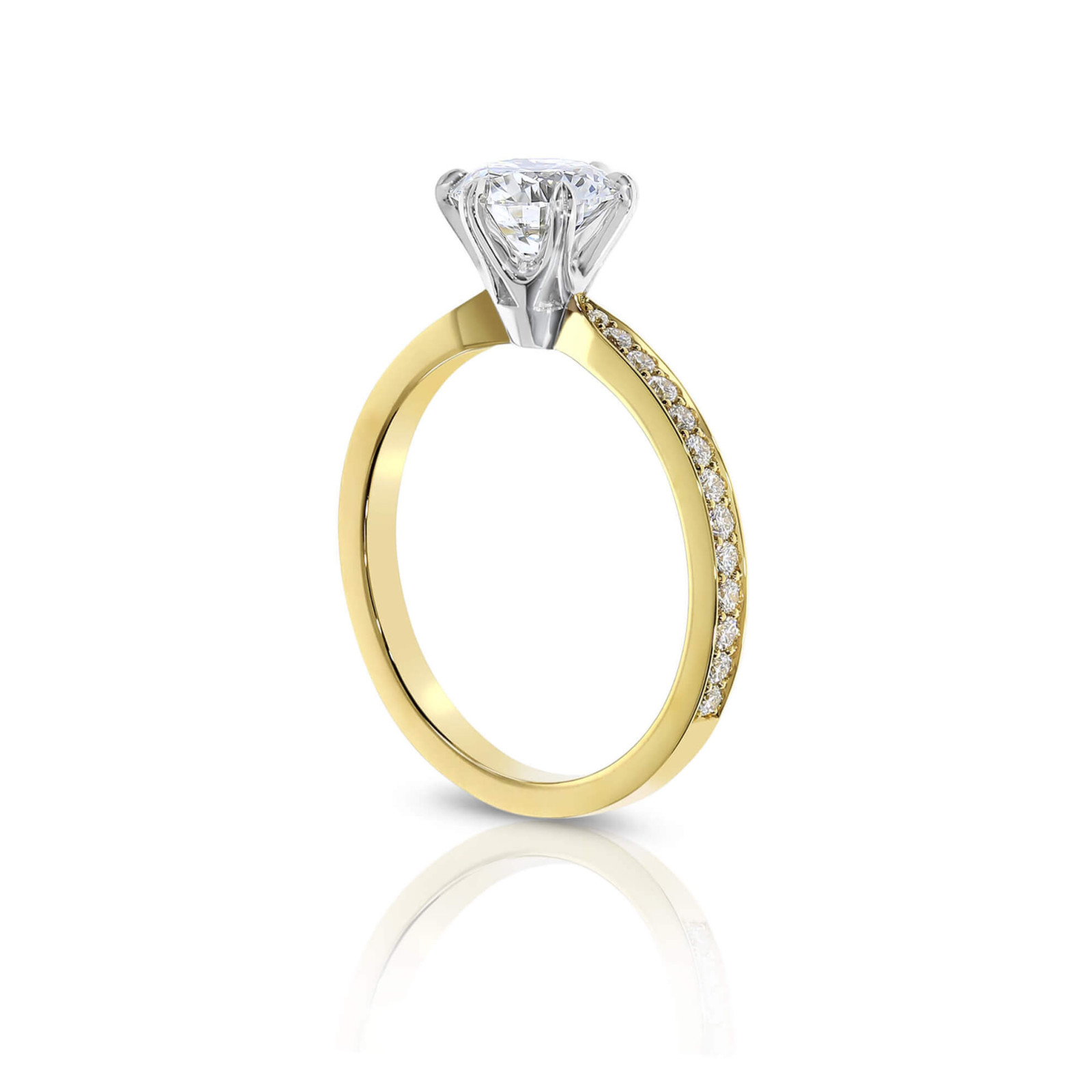 Round Diamond Engagement Ring with Pavé Set Diamond Band