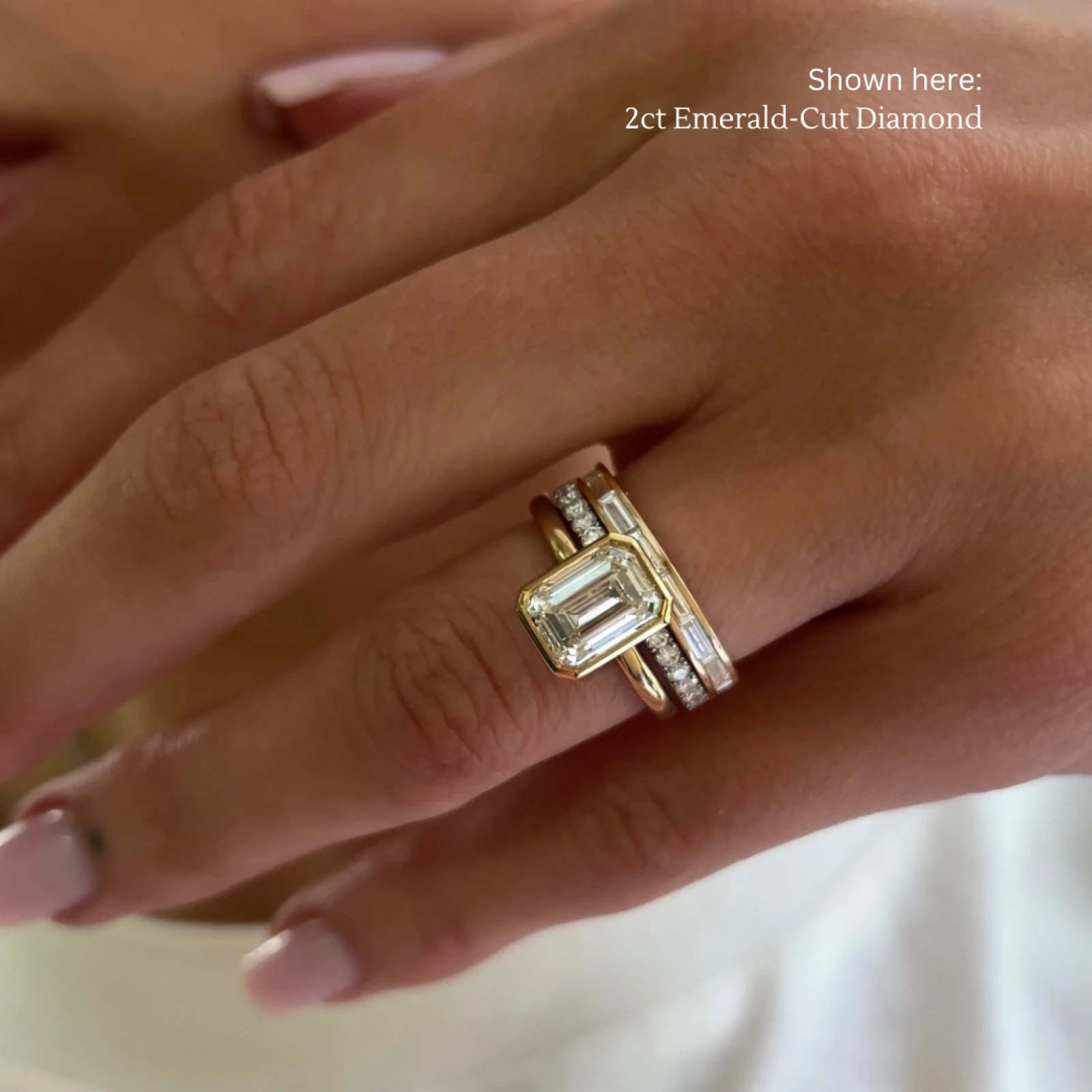 Emerald Cut Diamond Bezel Set Solitaire Engagement Ring