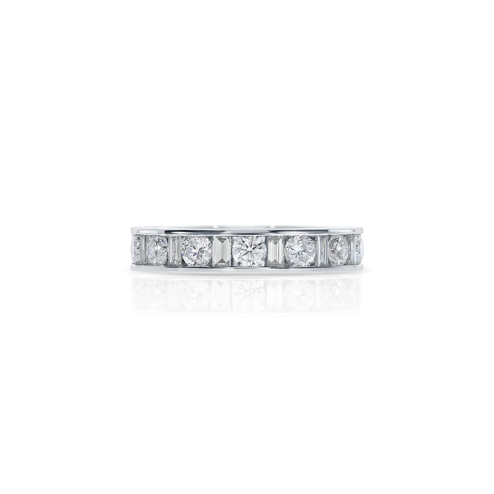 Channel Set Baguette & Round Diamond Eternity Wedding Ring