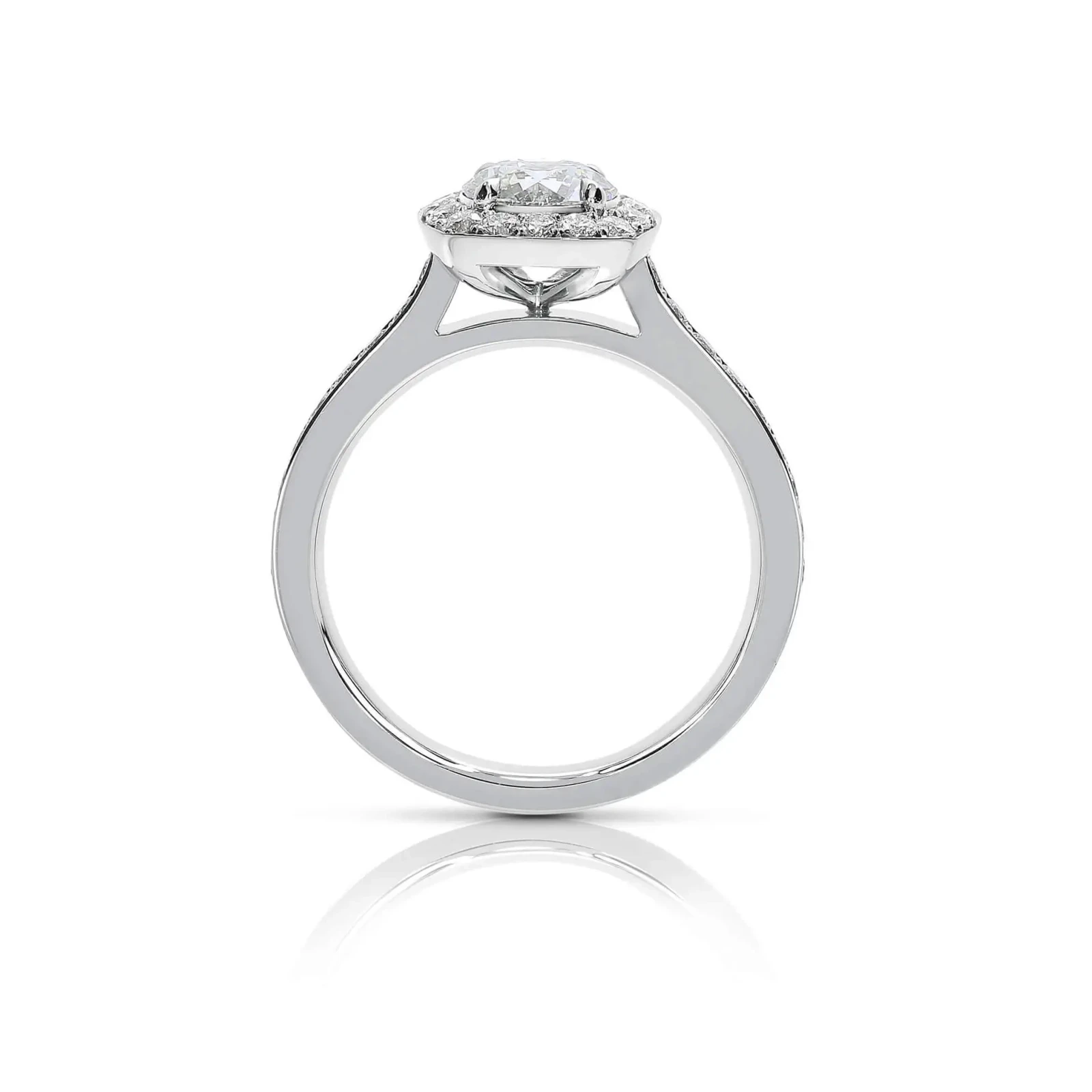 Pavé Set Round Diamond Cushion Shaped Halo Engagement Ring