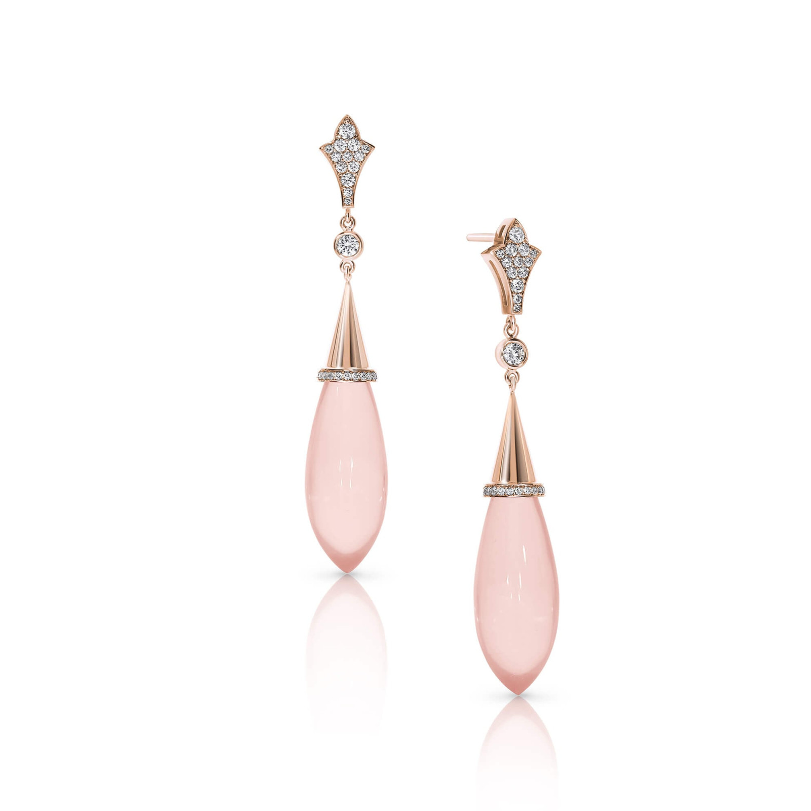 Rose Quartz Diamond Drop Earrings