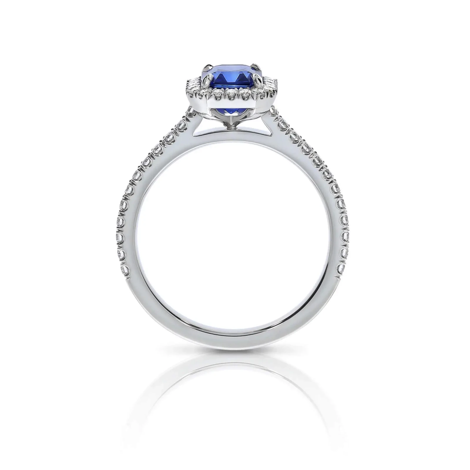Emerald Cut Sapphire Halo Engagement Ring