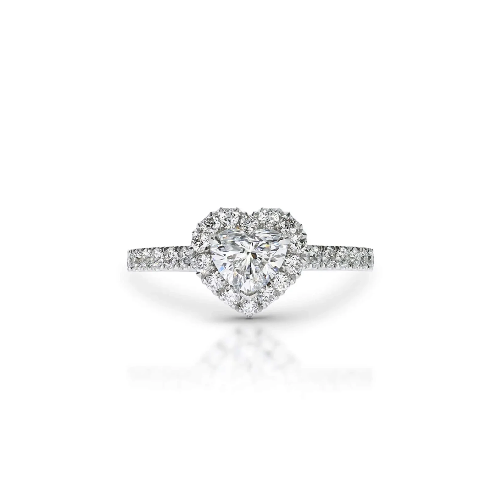 Heart Shaped Diamond Halo Engagement Ring