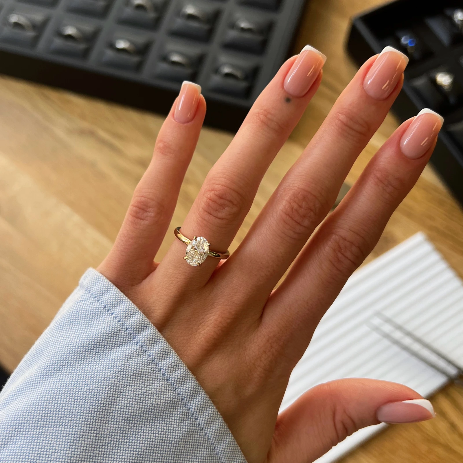Four Claw Oval Cut Diamond Solitaire Engagement Ring
