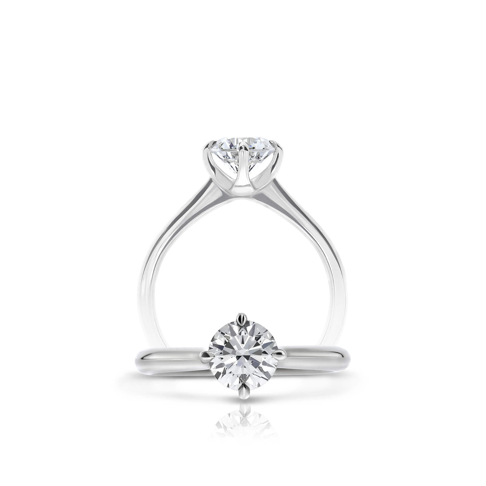 Four Claw Compass Set Solitaire Engagement Ring