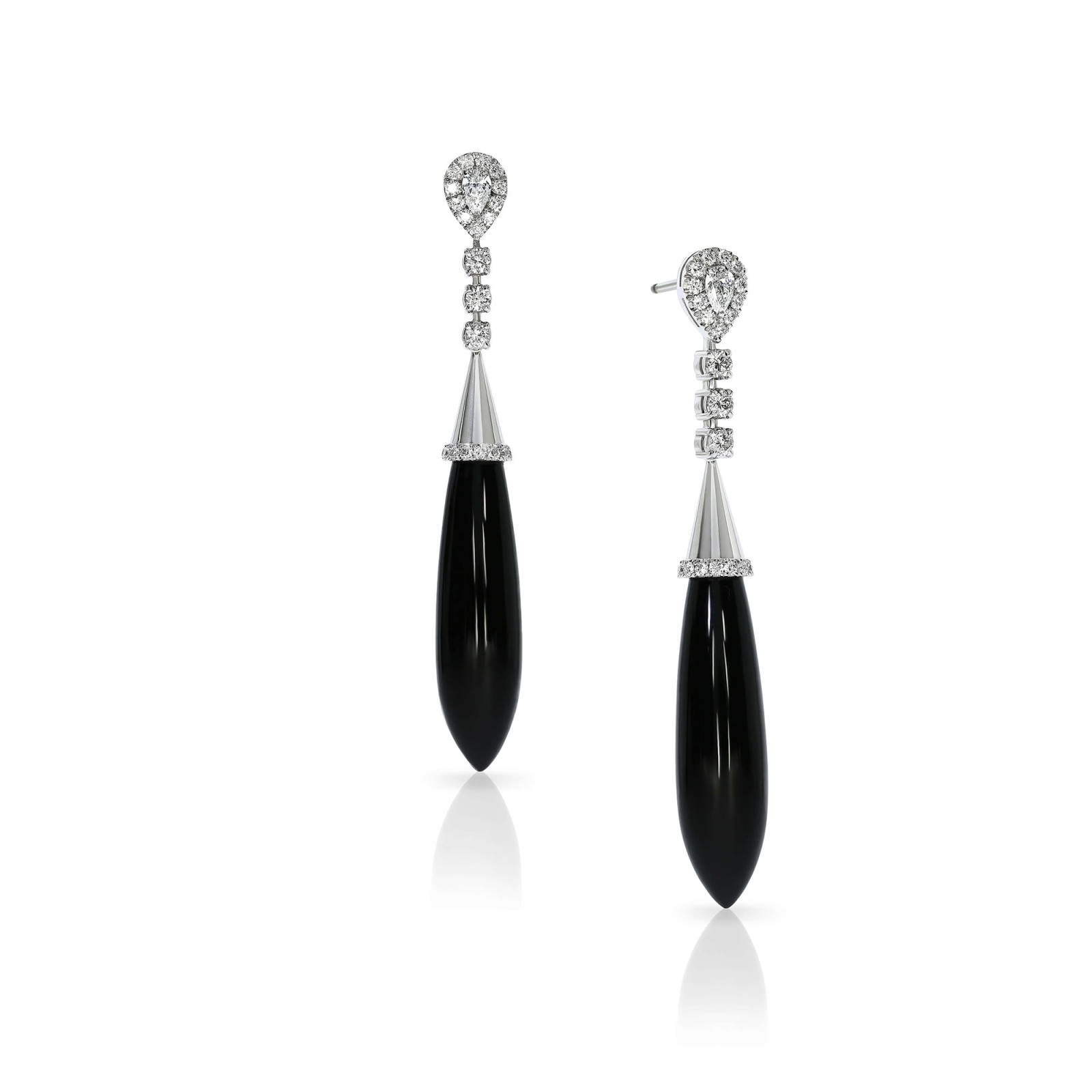 Onyx and Diamond Drop Earrings