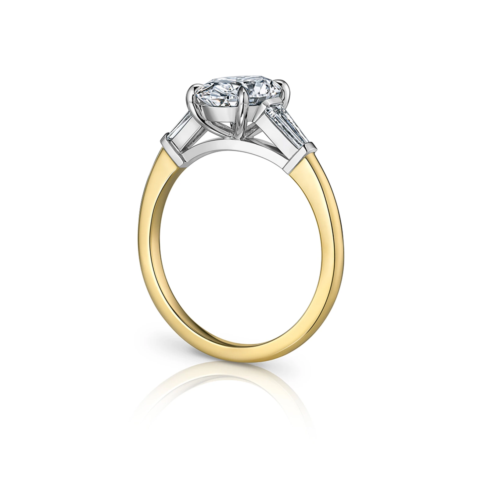 Oval Diamond Engagement Ring with Tapered Diamond Side Stones