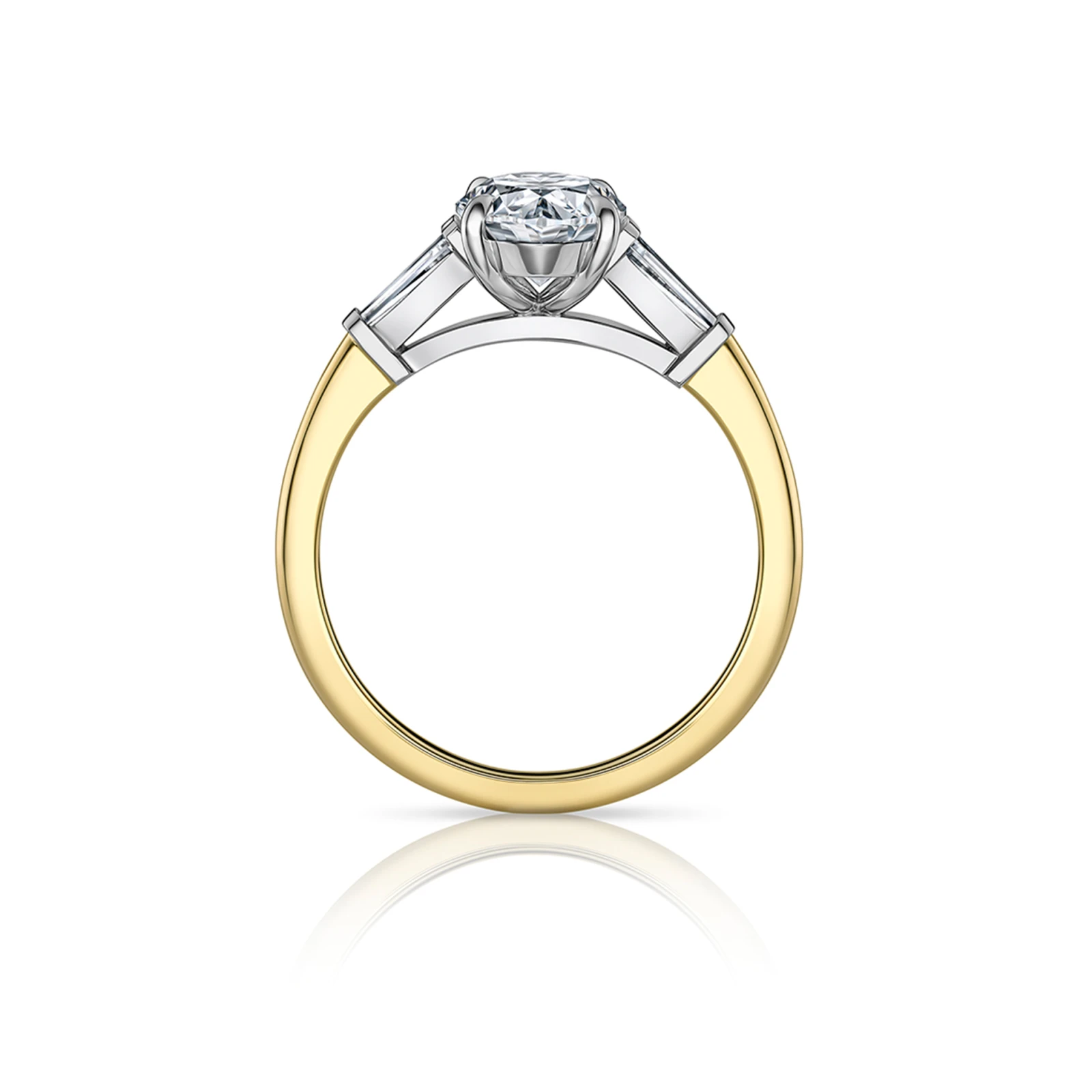 Oval Diamond Engagement Ring with Tapered Diamond Side Stones