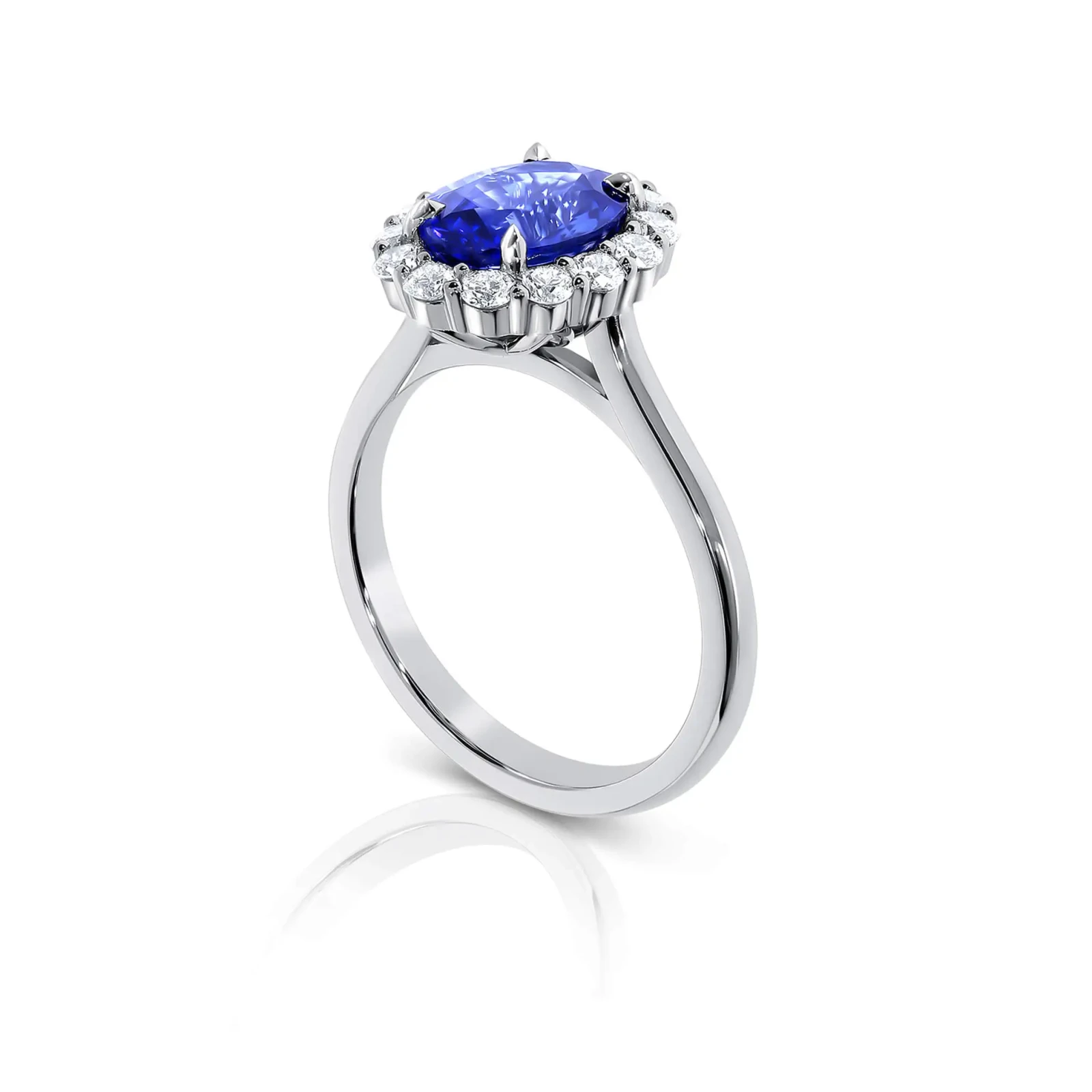 Oval Cut Sapphire Cluster Engagement Ring