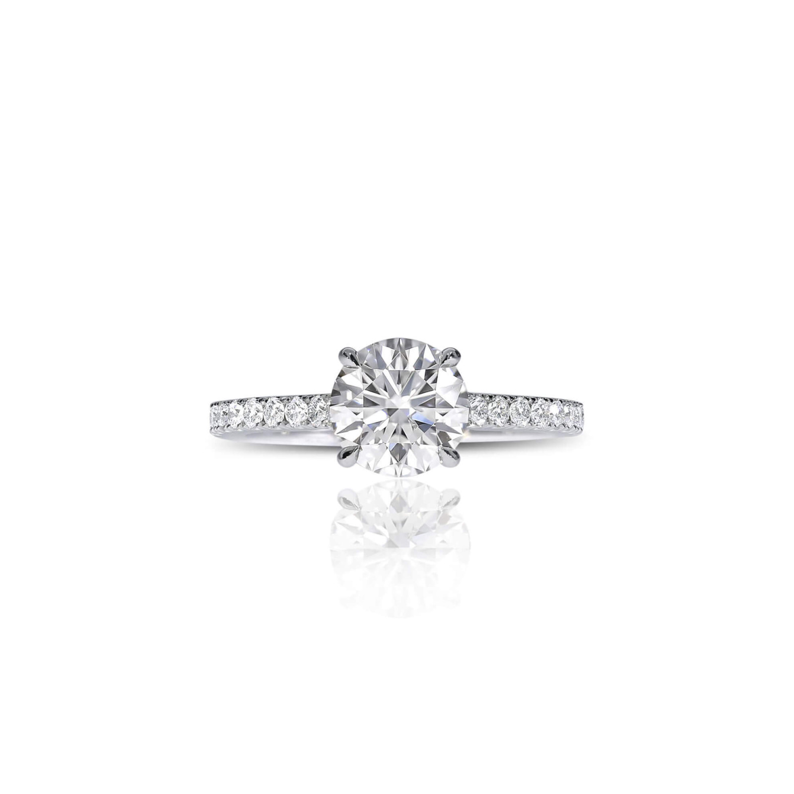 Round Diamond Engagement Ring with Scallop Set Diamond Band