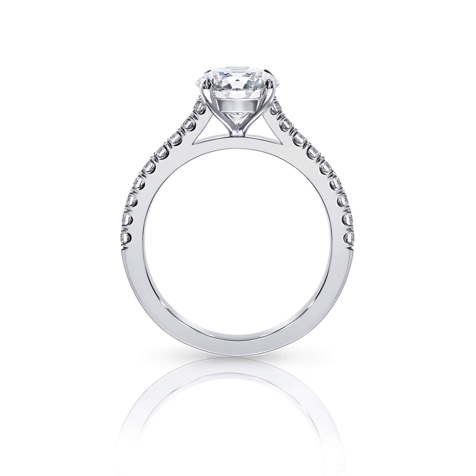 Round Diamond Engagement Ring with Scallop Set Diamond Band