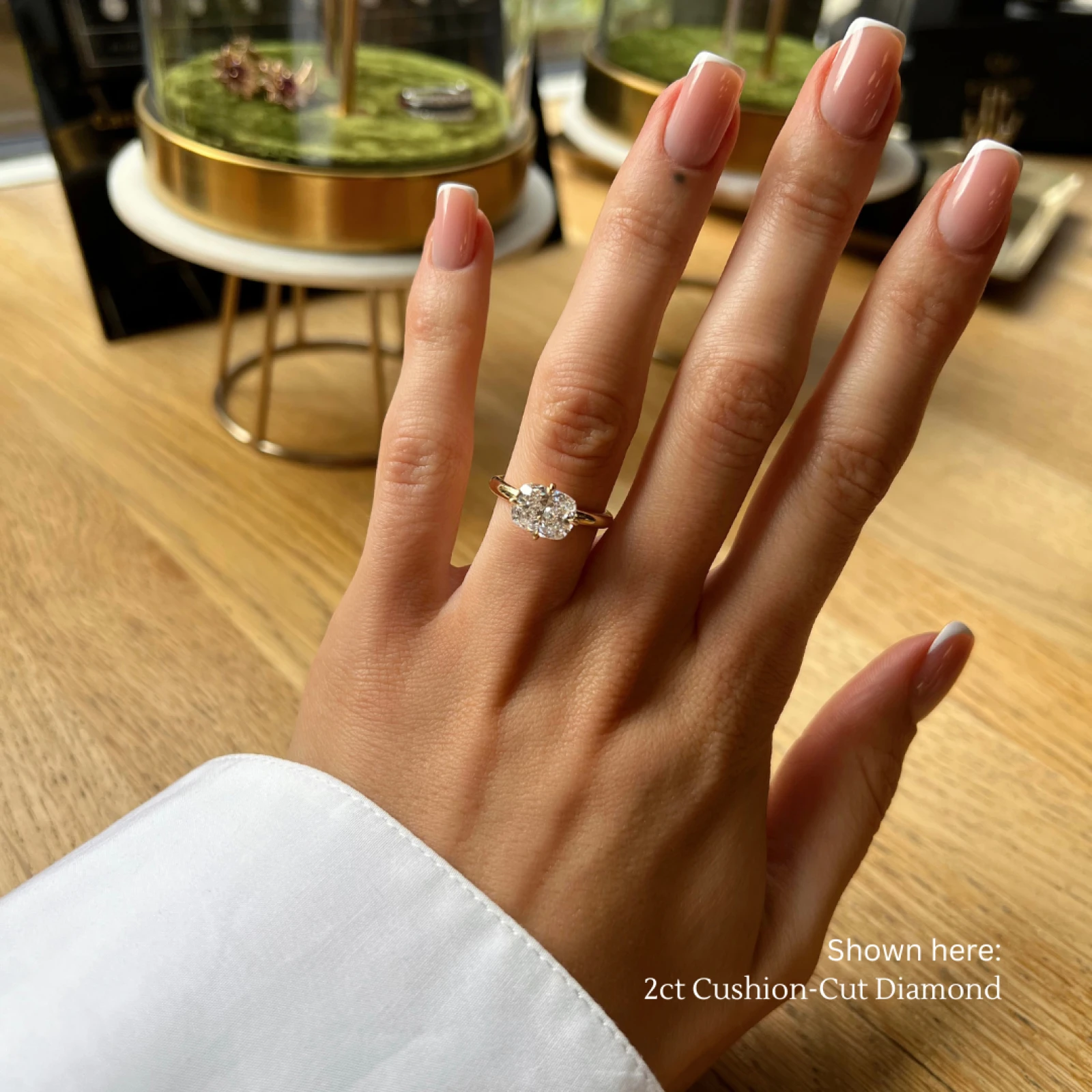 Cushion Cut Diamond East West Solitaire Engagement Ring