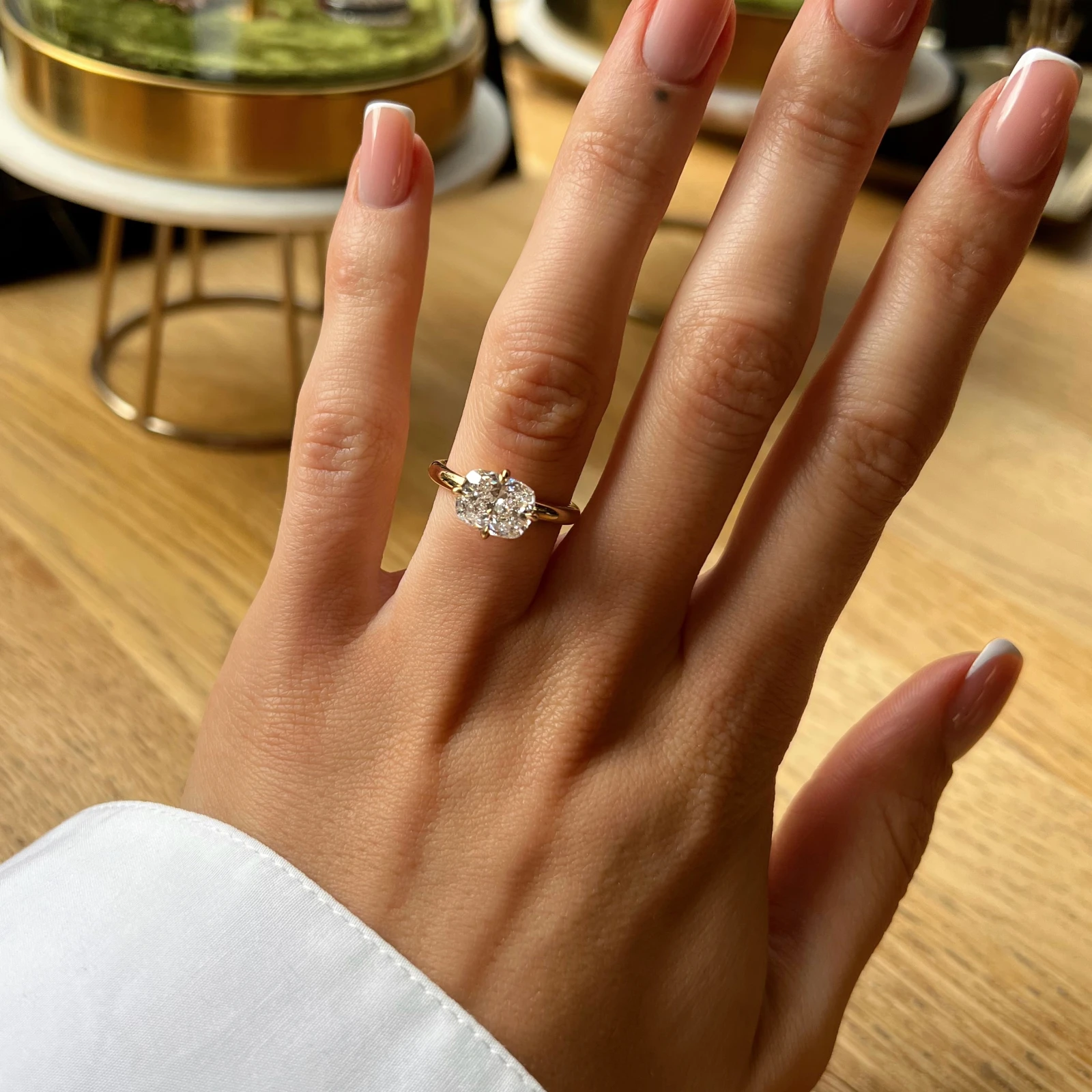 Cushion Cut Diamond East West Solitaire Engagement Ring