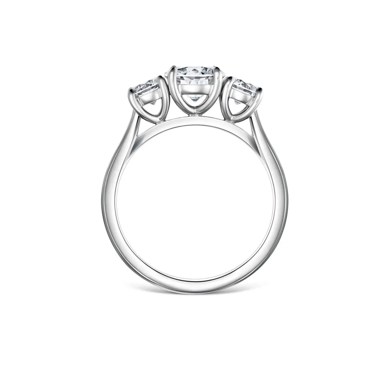 Wedding Band Friendly Three Round Diamond Engagement Ring