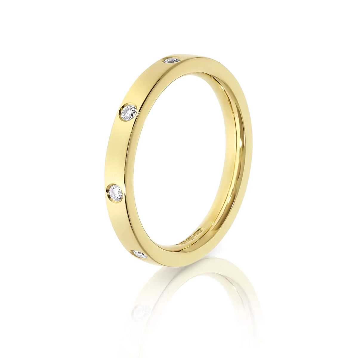 Eight-Diamond Eternity Wedding Ring with Rub-Over Setting