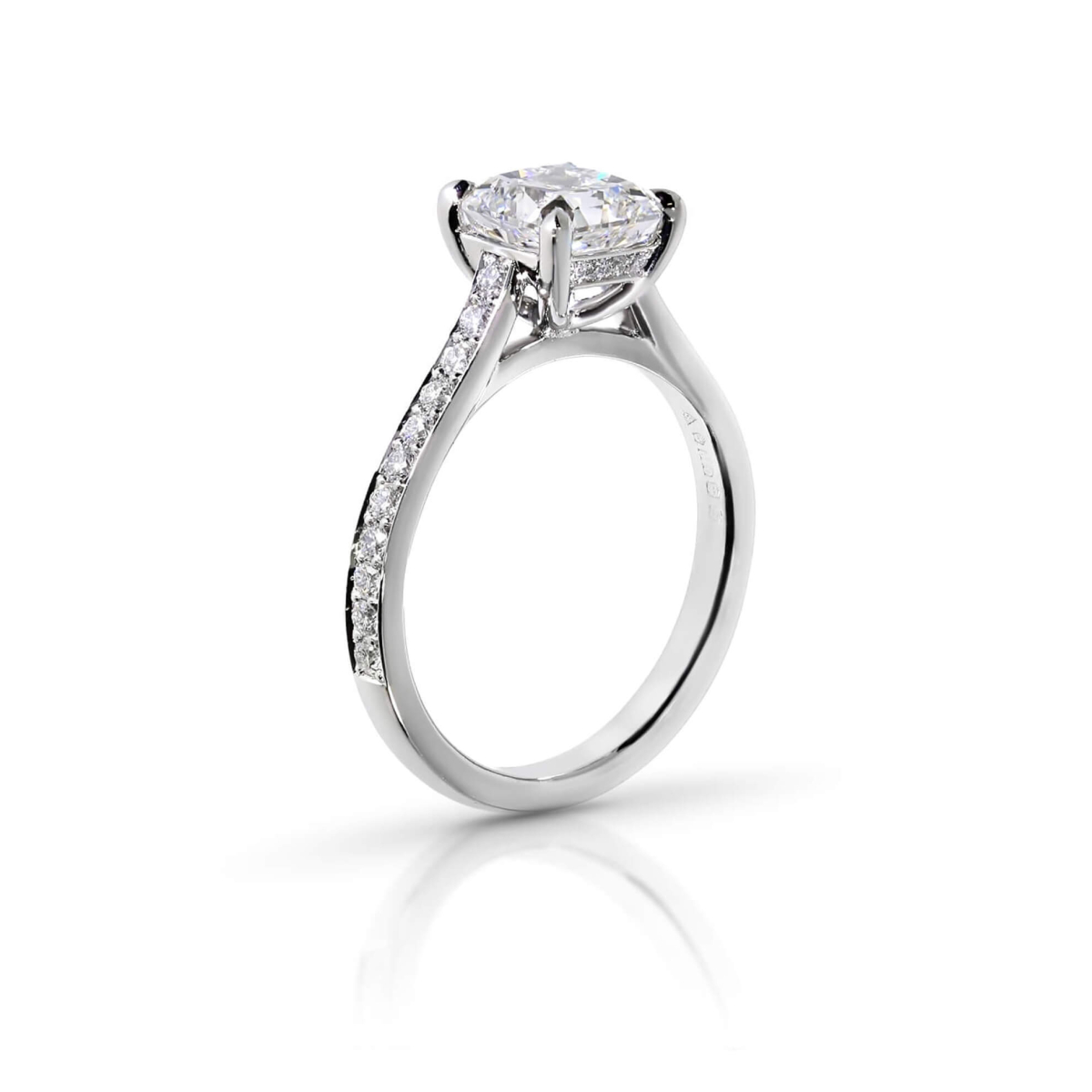 Radiant Cut Diamond Engagement Ring with Pavé Set Diamond Band
