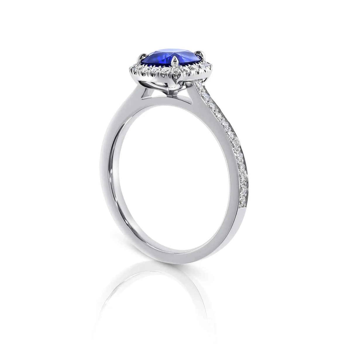 Cushion Cut Sapphire Halo Engagement Ring