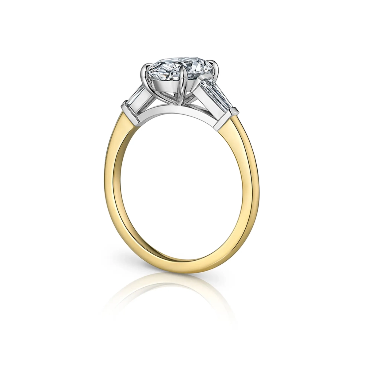 Oval Diamond Engagement Ring with Tapered Diamond Side Stones
